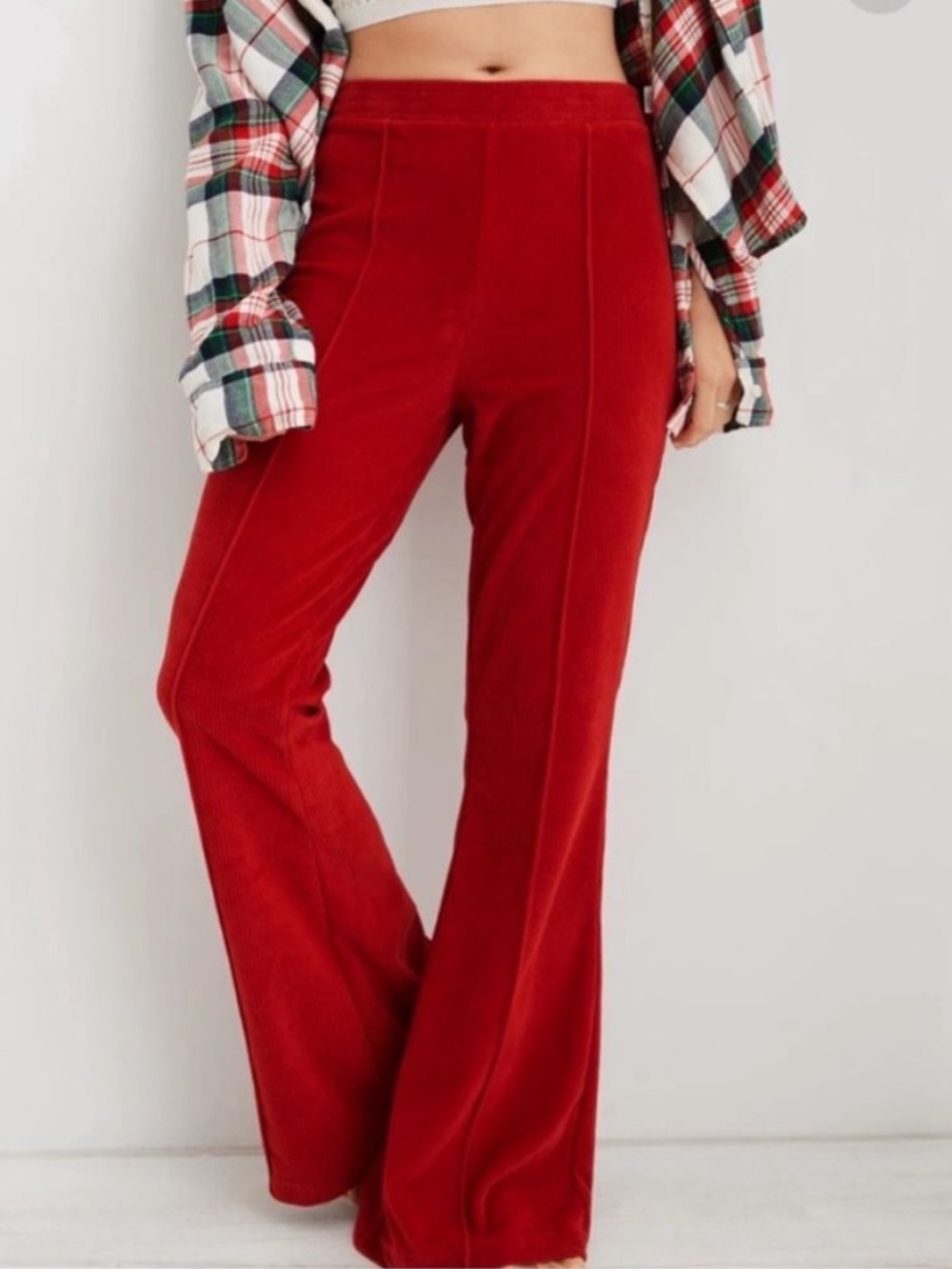 Aerie Women’s Groove-On Rib Velour Flare Pants Size S Long